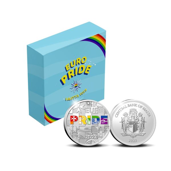 EuroPride Malta Silver Proof 10 Euro 2023 - Box with coins