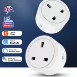 Smart WiFi Socket 20A UK Plug with Energy Monitoring - Voice Control - Compatible with Alexa & Google Home